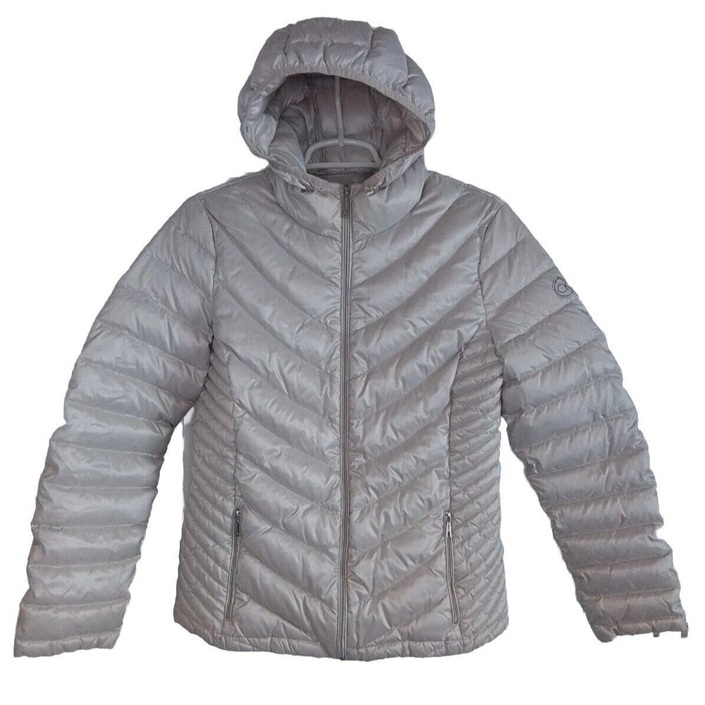 Calvin Klein Puffer Jacket Girls Size L Large Down Pearl Shimmery Puffy Premium